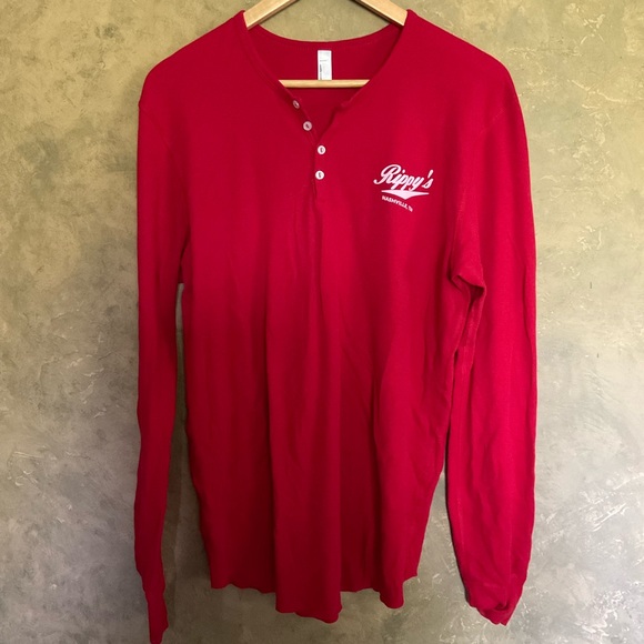 American Apparel Rippy’s BBQ Nashville Waffle Knit Souvenir Henley Tee - Picture 2 of 5